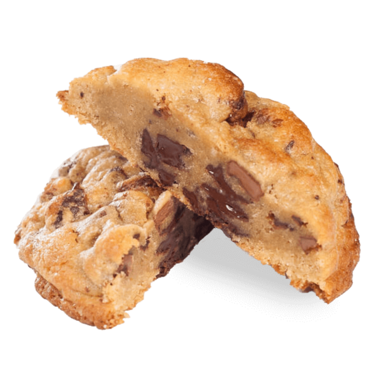 Sea Salt Chocolate Chip Cookie, cut | Bang Cookies